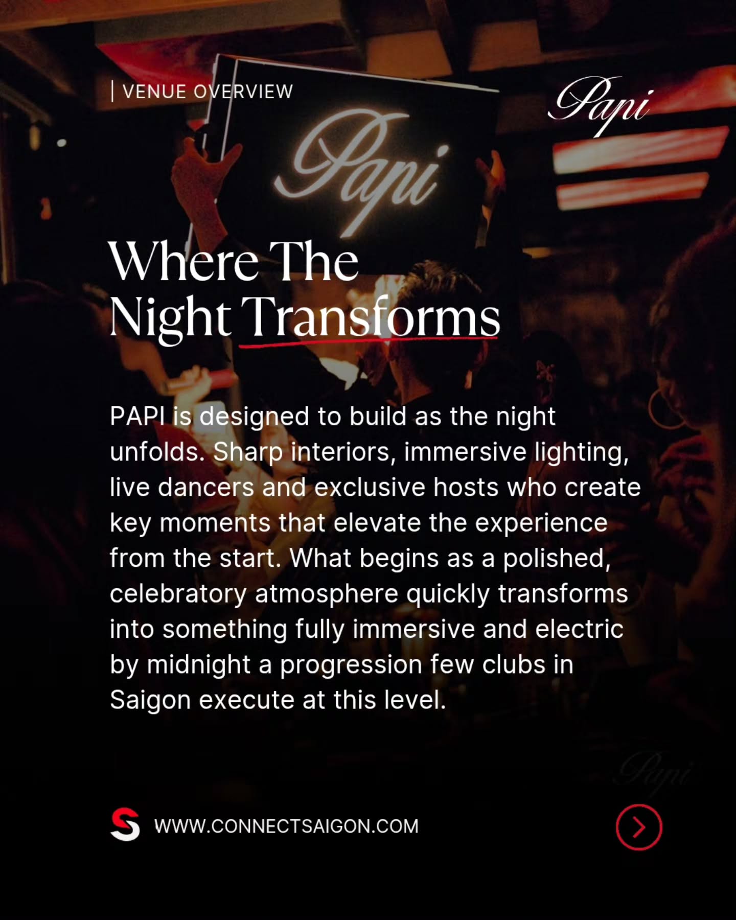 Second slide introducing PAPI Nightclub